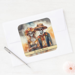 Sugar Skull Sweetheart, custom Square Sticker