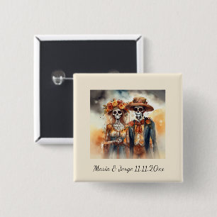 Sugar Skull Sweethearts, custom 2 Inch Square Button