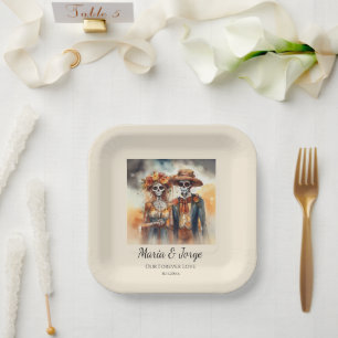 Sugar Skull Sweethearts, custom Paper Plate