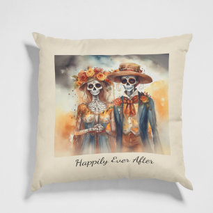 Sugar Skull Sweethearts, custom Throw Pillow