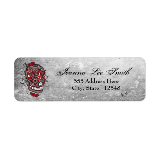 Sugar Skull Tattoo Design Mexican Illustration Return Address Label