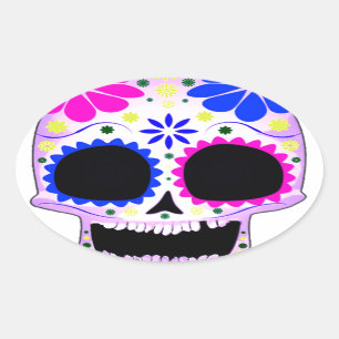 Sugar Skull - Tattoo Design Oval Sticker
