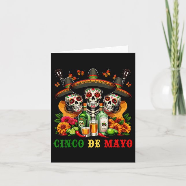 Sugar Skull Tequila Cinco De Mayo Mexican Fiesta C Card (Front)