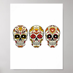 Sugar Skull Thanksgiving Day Cool Fall Autumn Skel Poster