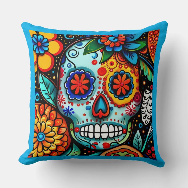 Sugar Skull Throw Pillow (Front)