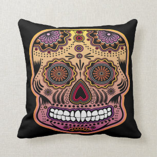 sugar skull throw pillow