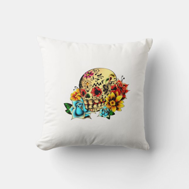 Sugar Skull Throw Pillow (Front)