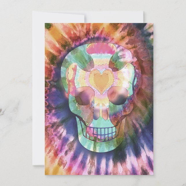 Sugar skull tie die colours beauty from within invitation (Back)