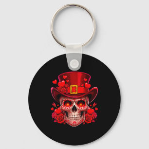 Sugar Skull Valentine Cupid Red Roses Couples Matc Keychain