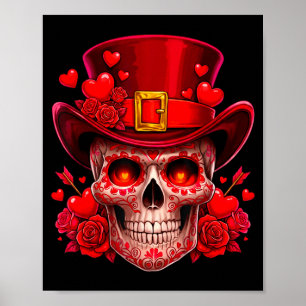 Sugar Skull Valentine Cupid Red Roses Couples Matc Poster