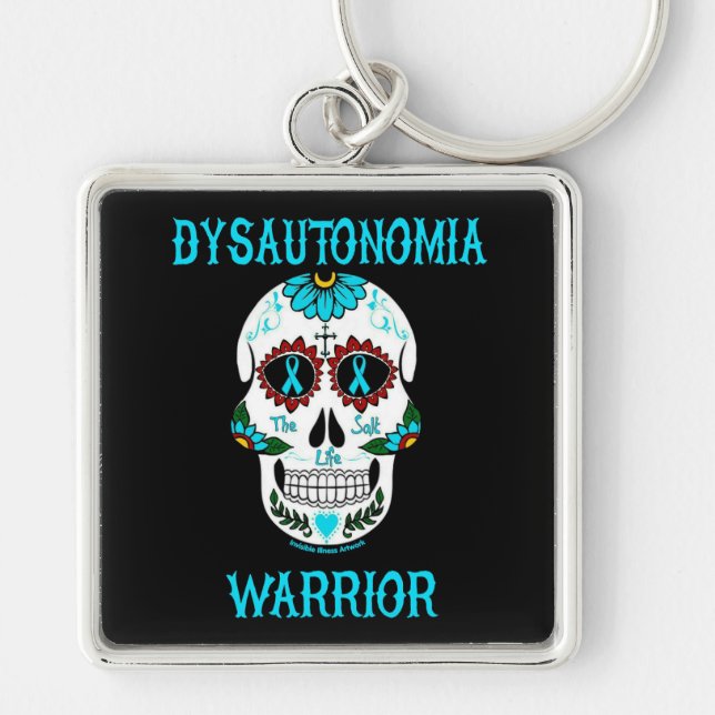 Sugar Skull/Warrior...Dysautonomia Keychain (Front)