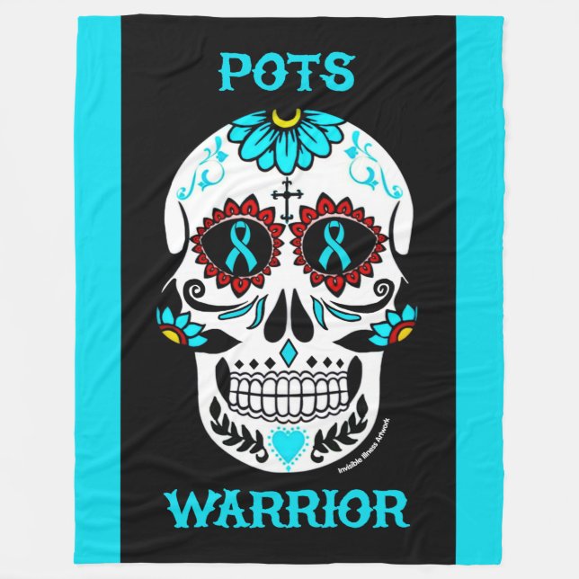 Sugar Skull/Warrior...POTS Fleece Blanket (Front)