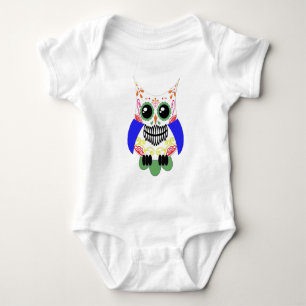 Sugar Skull White Multi Owl Baby Bodysuit