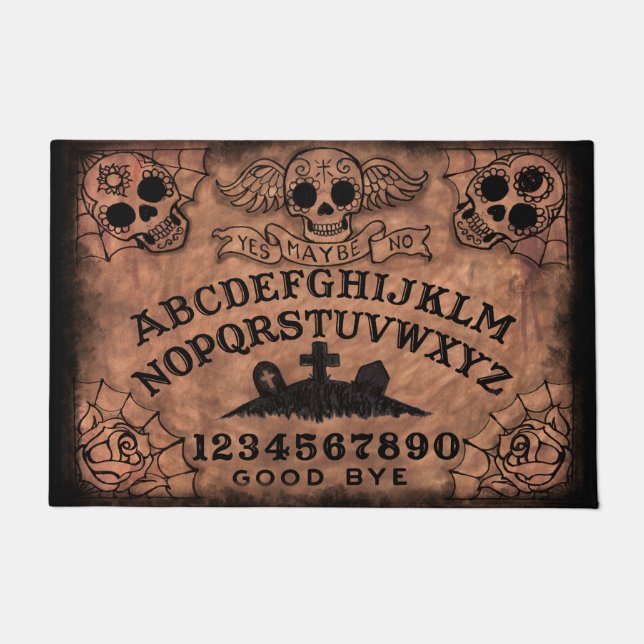 Sugar Skull Witch Board Door Mat (Front)