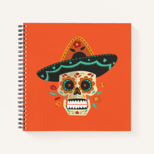 Sugar Skull with Hat Dia de Muertos   Notebook