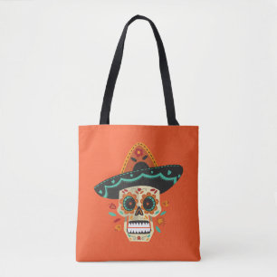 Sugar Skull with Hat Dia de Muertos   Tote Bag