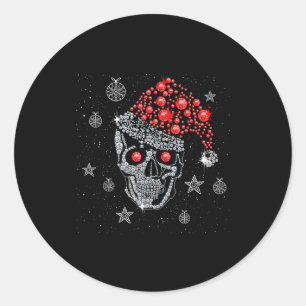 Sugar Skull With Santa Hat Tee Christmas Pajama Xm Classic Round Sticker