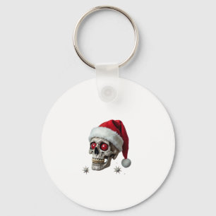 Sugar Skull with Santa Hat Tee Christmas Pajama Xm Keychain