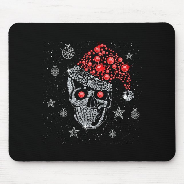 Sugar Skull With Santa Hat Tee Christmas Pajama Xm Mouse Pad (Front)