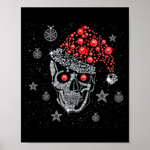 Sugar Skull With Santa Hat Tee Christmas Pajama Xm Poster