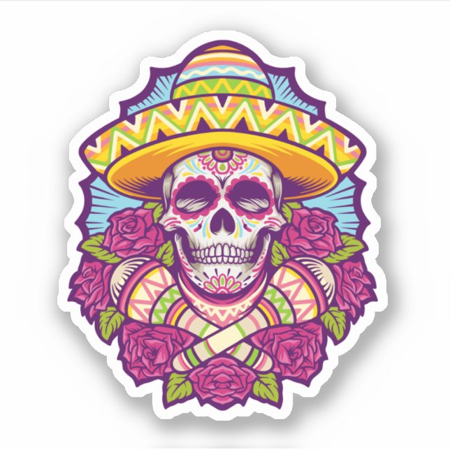 Sugar Skull with Sombrero | Dia De Los Muertos (Front)