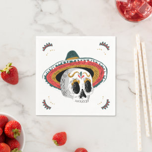 Sugar Skull with Sombrero Halloween  Napkin