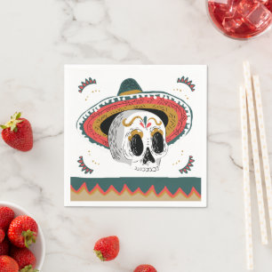 Sugar Skull with Sombrero Halloween Napkin