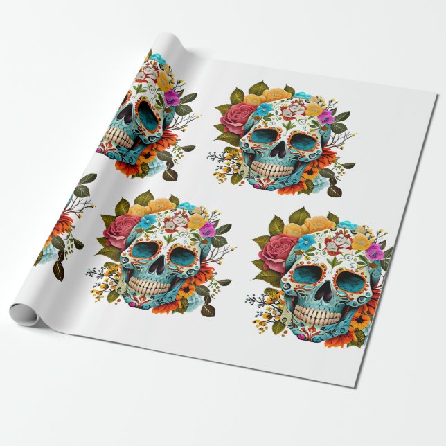 Sugar Skull Wrapping Paper (Unrolled)