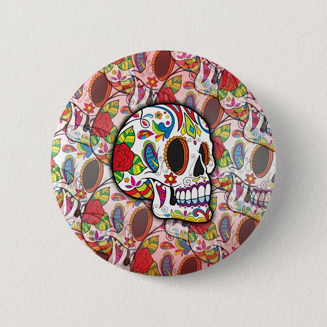 Sugar Skulls 2 Inch Round Button (Front)