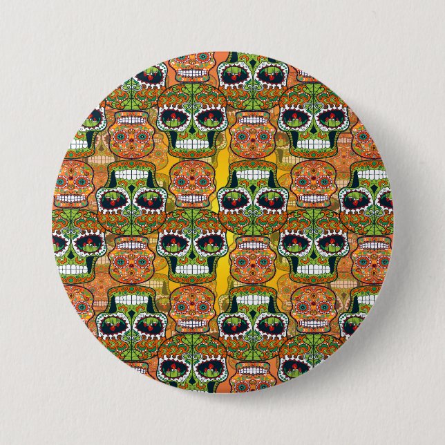 Sugar Skulls 3 Inch Round Button (Front)
