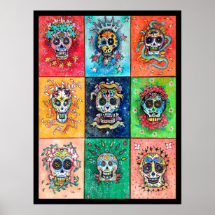 Sugar Skull Wall Art Print - Sugar Skull Canvas Wall Art Prints