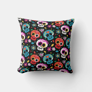 Sugar Skulls and Daisies  Throw Pillow