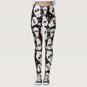 Sugar Skulls And Flowers Leggings
