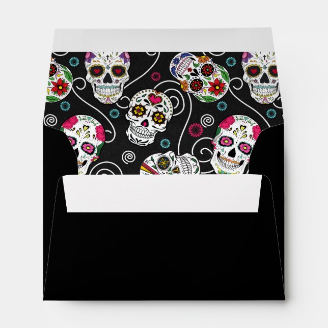 Sugar Skulls and Swirls Black ID725 Envelope (Back (Bottom))