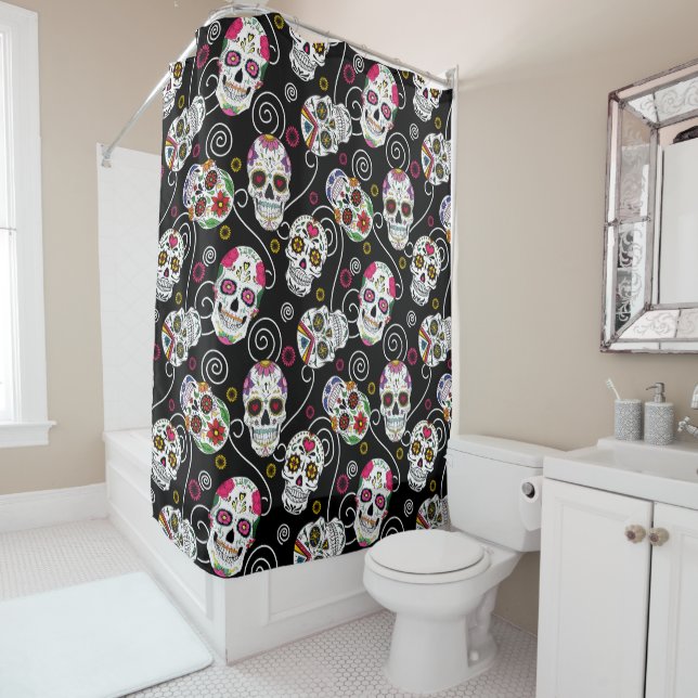 Sugar Skulls and Swirls Rose Black ID725 (In Situ)