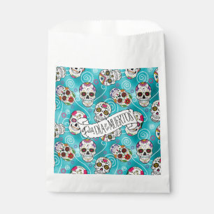 Sugar Skulls and Swirls Turquoise ID725 Favour Bag