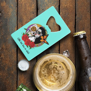 Sugar Skulls Art Nouveau Credit Card Bottle Opener