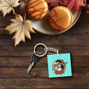 Sugar Skulls Art Nouveau Keychain