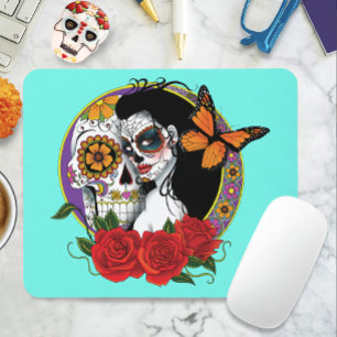 Sugar Skulls Art Nouveau Mouse Pad