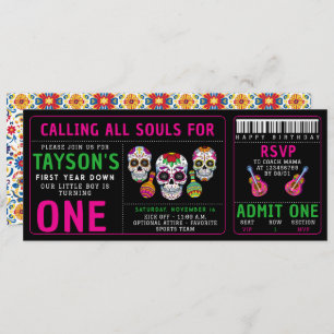Sugar Skulls Day 1st Birthday Party Colorful Día Invitation