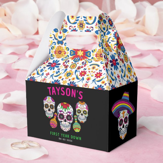 Sugar Skulls Day 1st Birthday Party Colourful Día Favor Box (Wedding)