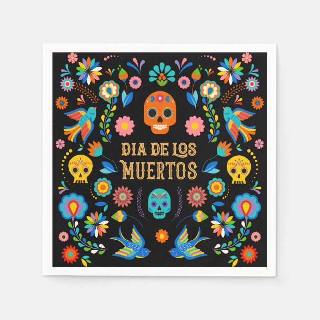 Sugar Skulls Day of the Dead Napkin (Front)