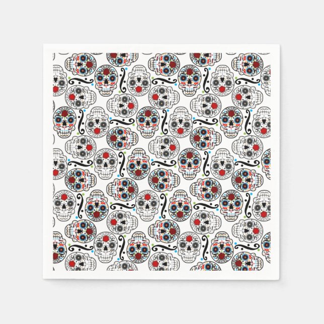 Sugar Skulls Day of the Dead Party Napkins (Front)