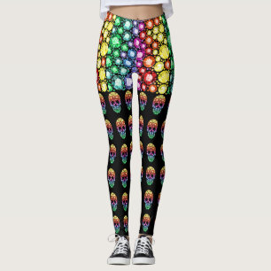 Sugar Skulls Day of the Dead Pop Fashion Leggings