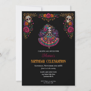 Sugar Skulls Day of the Dead T Birthday Invitation