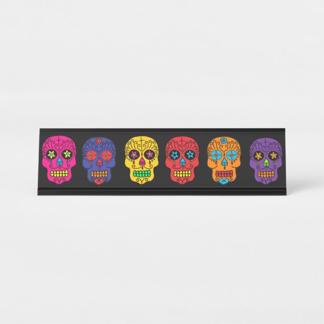 Sugar Skulls Desk Name Plate (Front)