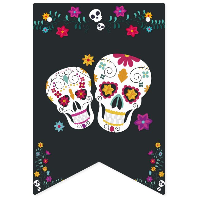 Sugar Skulls Dia de los Muertos Theme Bunting Flags (First Flag)