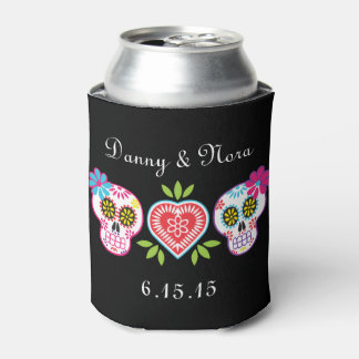 Sugar Skulls & Flowers Can Cooler