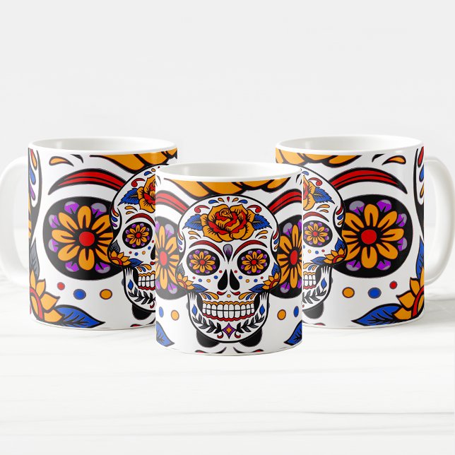 Sugar Skulls Holidays Pattern Coffee Mug (Sugar Skulls Holidays Pattern Coffee Mug)