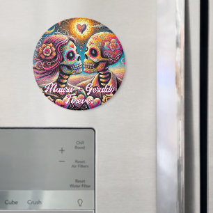 Sugar Skulls in Love Chalk Pastel Personalized Magnet